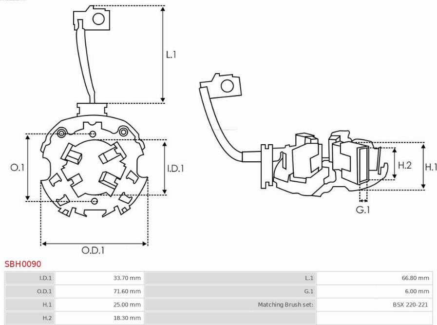 AS-PL SBH0090 - Кронштейн, угольная щетка parts5.com