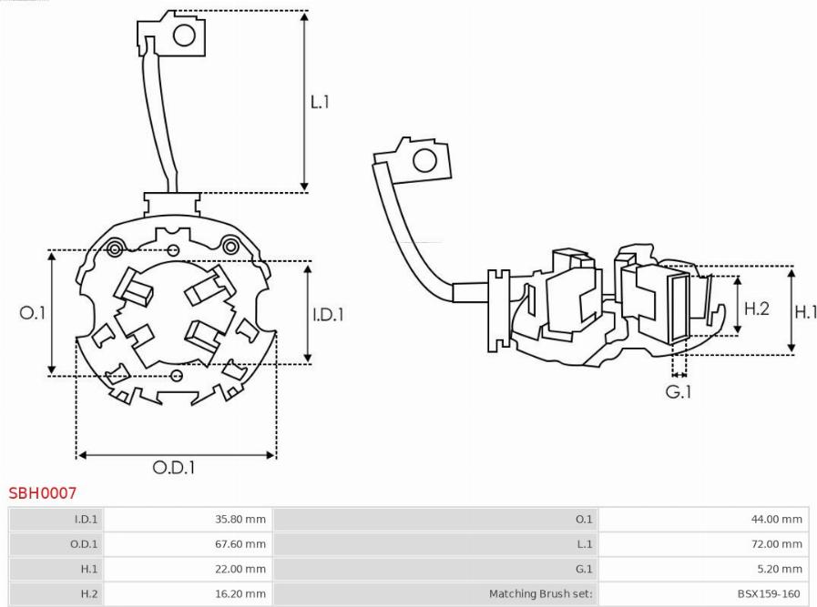 AS-PL SBH0007 - Кронштейн, угольная щетка parts5.com