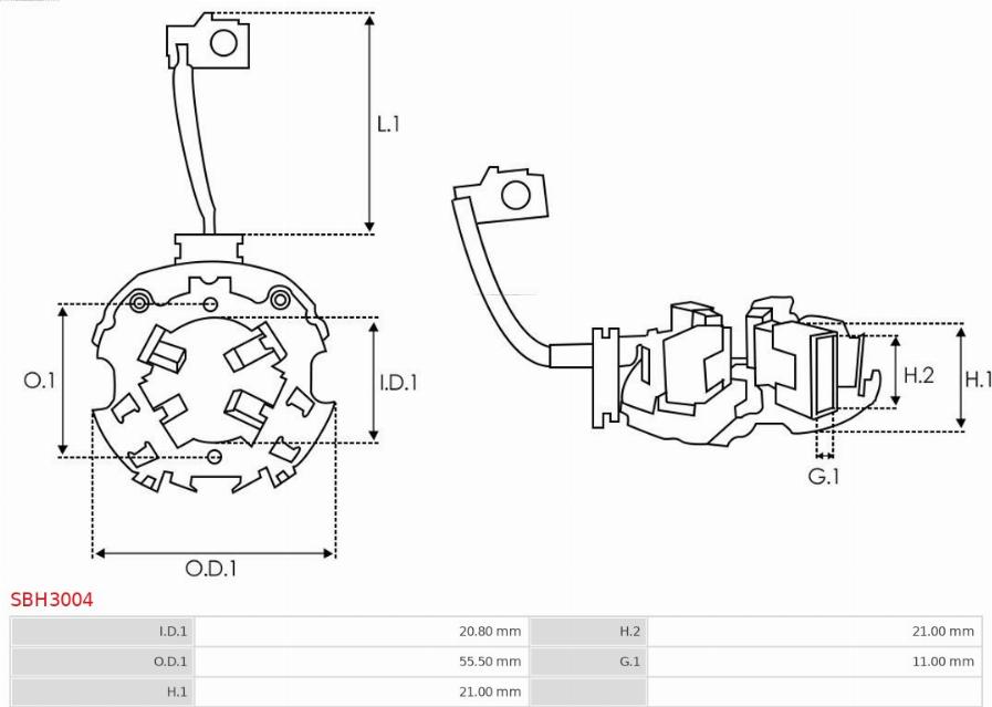 AS-PL SBH3004 - Кронштейн, угольная щетка parts5.com