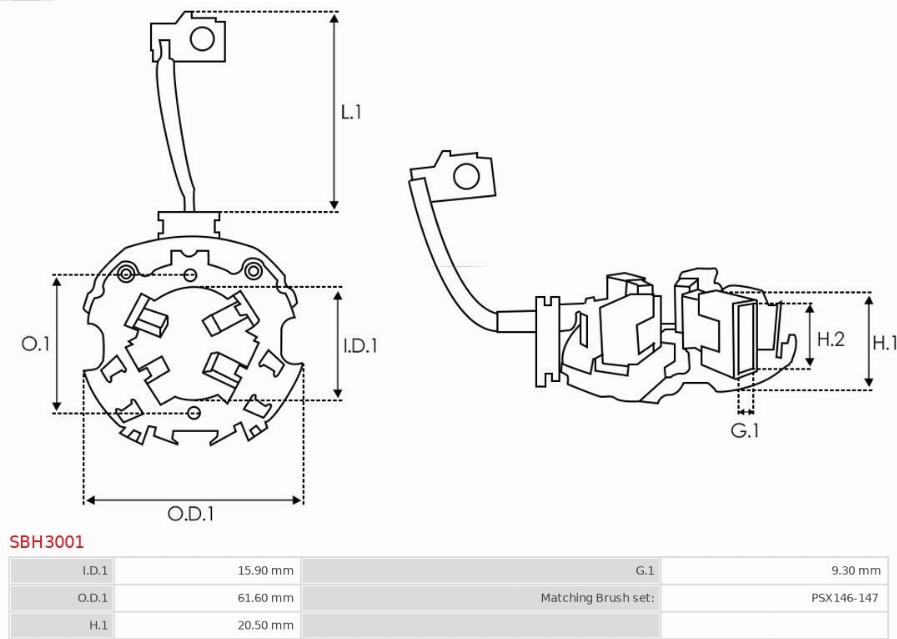 AS-PL SBH3001 - Кронштейн, угольная щетка parts5.com