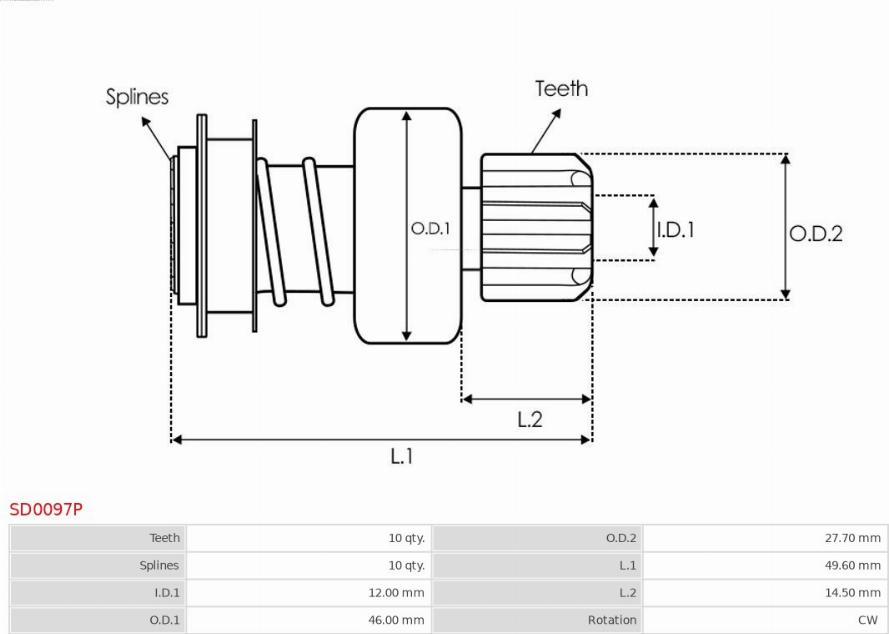 AS-PL SD0097P - Ведущая шестерня, стартер parts5.com