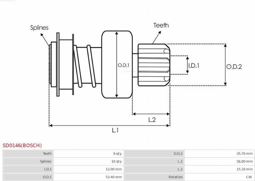 AS-PL SD0146(BOSCH) - Ведущая шестерня, стартер parts5.com