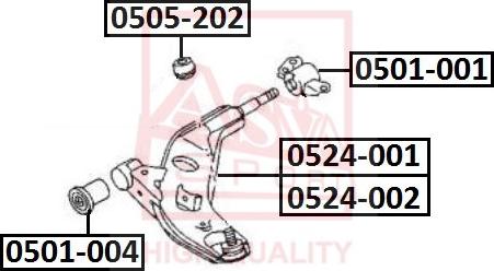 ASVA 0501-001 - Сайлентблок, рычаг подвески колеса parts5.com