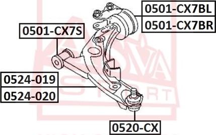 ASVA 0501-CX7S - Сайлентблок, рычаг подвески колеса parts5.com