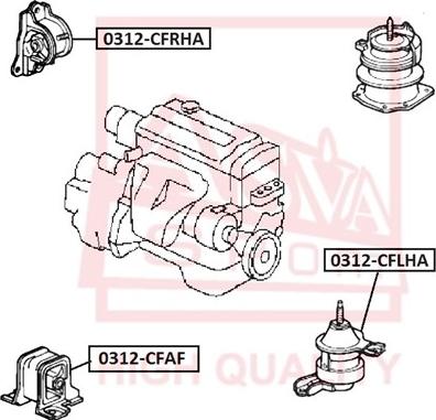 ASVA 0312-CFAF - Подушка, опора, подвеска двигателя parts5.com