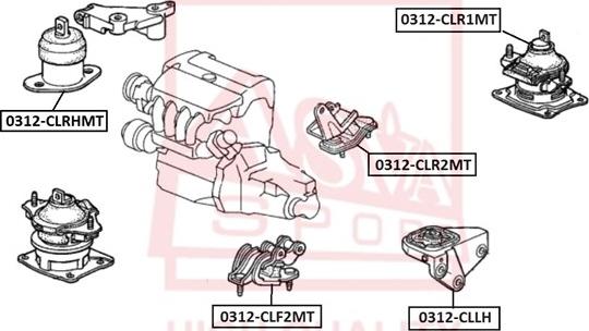 ASVA 0312-CLR1MT - Подушка, опора, подвеска двигателя parts5.com