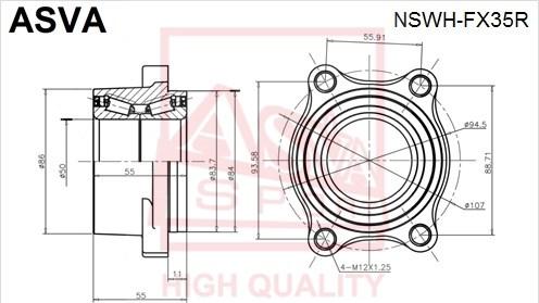 ASVA NSWH-FX35R - Ступица колеса, поворотный кулак parts5.com