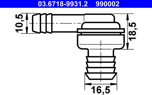 ATE 03.6718-9931.2 - Соединительный патрубок, вакуумный провод parts5.com