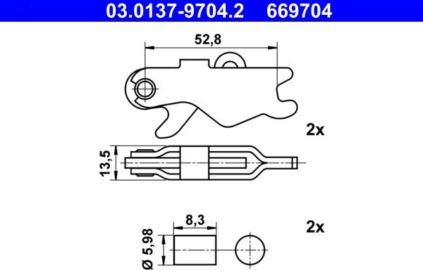 ATE 03.0137-9704.2 - Juego de accesorios, zapatas de freno de estacionamiento parts5.com