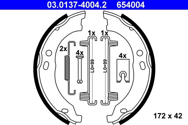 ATE 03.0137-4004.2 - Комплект тормозов, ручник, парковка parts5.com