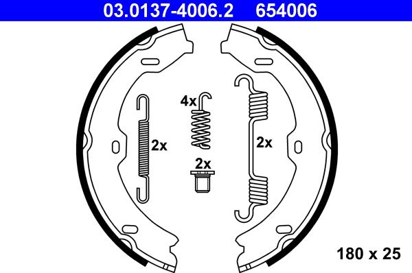 ATE 03.0137-4006.2 - Комплект тормозов, ручник, парковка parts5.com