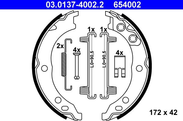 ATE 03.0137-4002.2 - Комплект тормозов, ручник, парковка parts5.com