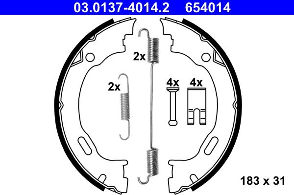 ATE 03.0137-4014.2 - Комплект тормозов, ручник, парковка parts5.com