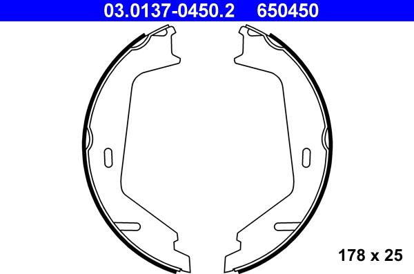 ATE 03.0137-0450.2 - Комплект тормозов, ручник, парковка parts5.com