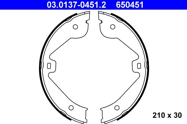 ATE 03.0137-0451.2 - Комплект тормозов, ручник, парковка parts5.com