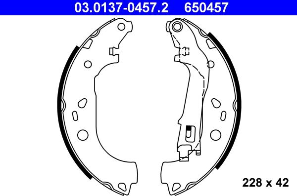 ATE 03.0137-0457.2 - Комплект тормозных колодок, барабанные parts5.com