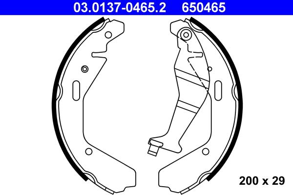 ATE 03.0137-0465.2 - Комплект тормозных колодок, барабанные parts5.com