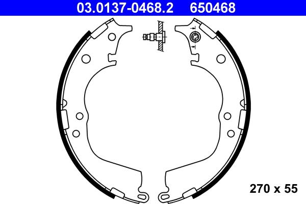 ATE 03.0137-0468.2 - Комплект тормозных колодок, барабанные parts5.com