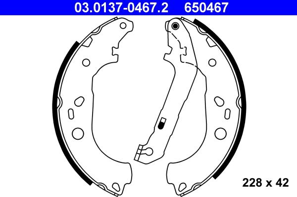 ATE 03.0137-0467.2 - Комплект тормозных колодок, барабанные parts5.com