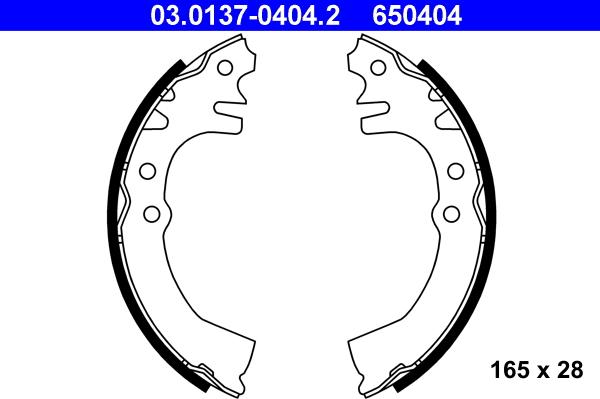 ATE 03.0137-0404.2 - Комплект тормозных колодок, барабанные parts5.com