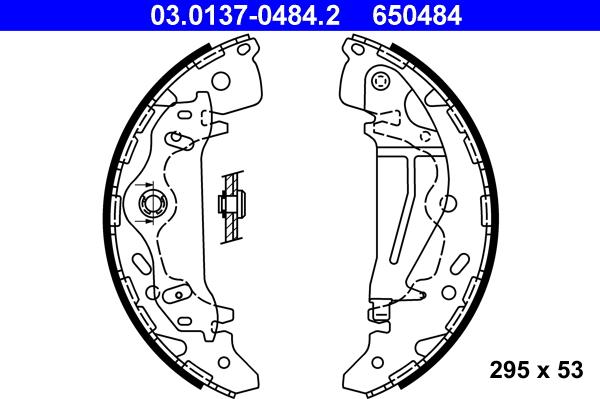 ATE 03.0137-0484.2 - Комплект тормозных колодок, барабанные parts5.com