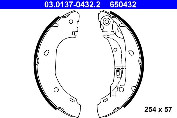 ATE 03.0137-0432.2 - Комплект тормозных колодок, барабанные parts5.com