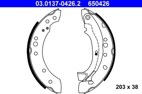 ATE 03.0137-0426.2 - Комплект тормозных колодок, барабанные parts5.com