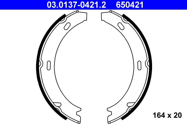 ATE 03.0137-0421.2 - Комплект тормозов, ручник, парковка parts5.com