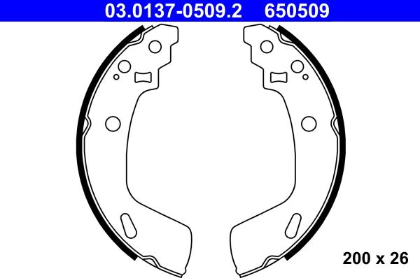 ATE 03.0137-0509.2 - Комплект тормозных колодок, барабанные parts5.com