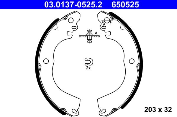 ATE 03.0137-0525.2 - Комплект тормозных колодок, барабанные parts5.com