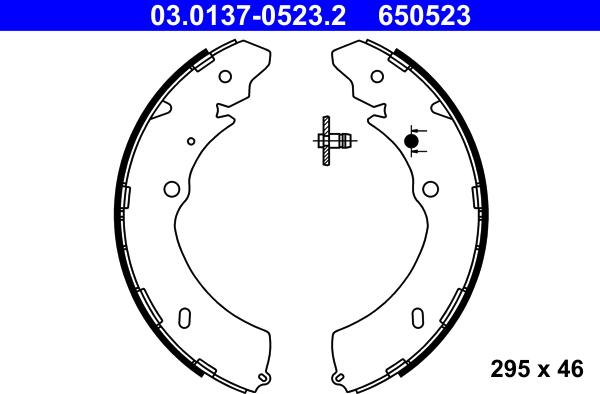 ATE 03.0137-0523.2 - Комплект тормозных колодок, барабанные parts5.com