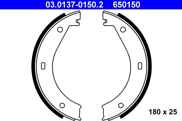 ATE 03.0137-0150.2 - Комплект тормозов, ручник, парковка parts5.com