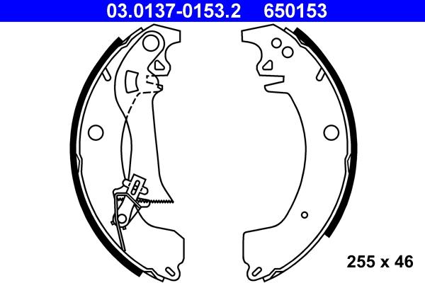 ATE 03.0137-0153.2 - Brake Shoe Set parts5.com