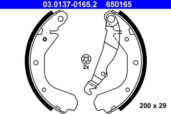 ATE 03.0137-0165.2 - Комплект тормозных колодок, барабанные parts5.com