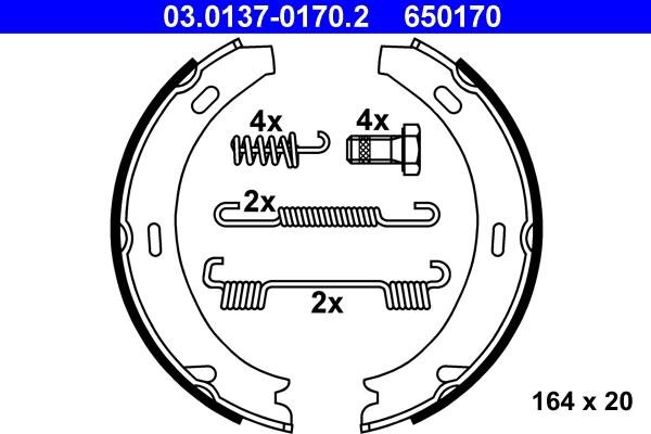 ATE 03.0137-0170.2 - Комплект тормозов, ручник, парковка parts5.com