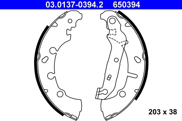 ATE 03.0137-0394.2 - Комплект тормозных колодок, барабанные parts5.com