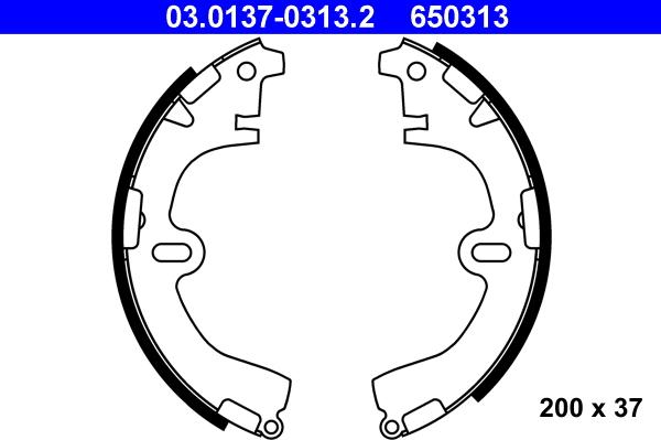 ATE 03.0137-0313.2 - Brake Shoe Set parts5.com