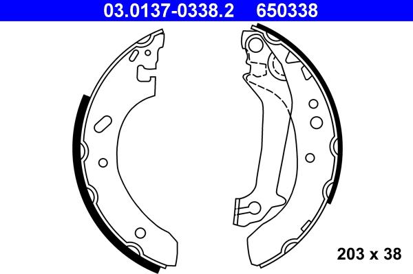 ATE 03.0137-0338.2 - Комплект тормозных колодок, барабанные parts5.com