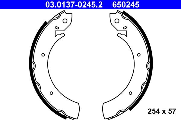 ATE 03.0137-0245.2 - Комплект тормозных колодок, барабанные parts5.com