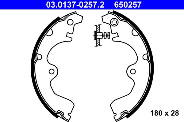 ATE 03.0137-0257.2 - Brake Shoe Set parts5.com