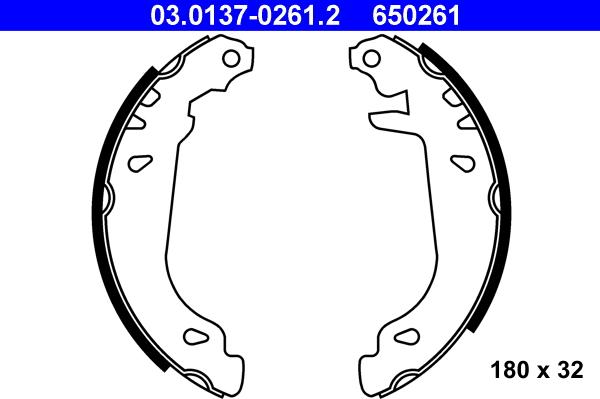 ATE 03.0137-0261.2 - Brake Shoe Set parts5.com