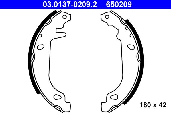 ATE 03.0137-0209.2 - Комплект тормозных колодок, барабанные parts5.com