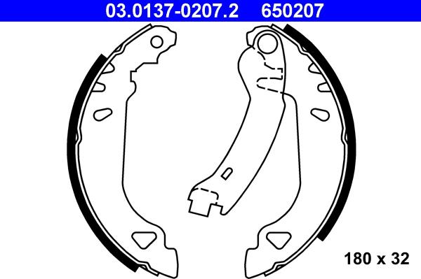 ATE 03.0137-0207.2 - Brake Shoe Set parts5.com