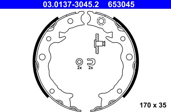 ATE 03.0137-3045.2 - Комплект тормозов, ручник, парковка parts5.com