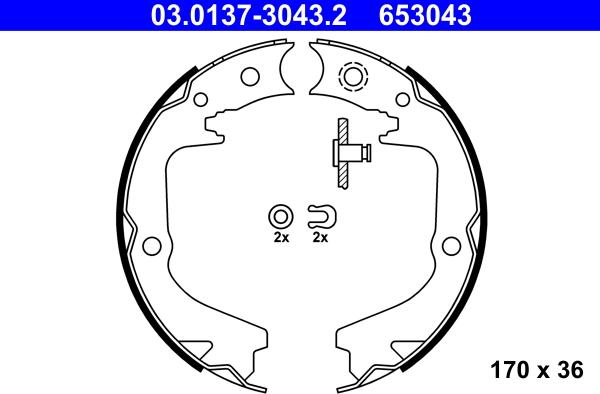 ATE 03.0137-3043.2 - Комплект тормозов, ручник, парковка parts5.com