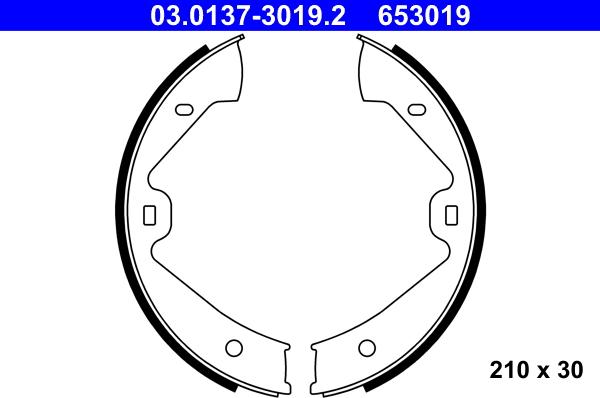 ATE 03.0137-3019.2 - Комплект тормозов, ручник, парковка parts5.com