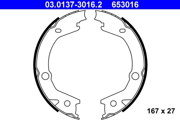 ATE 03.0137-3016.2 - Комплект тормозов, ручник, парковка parts5.com