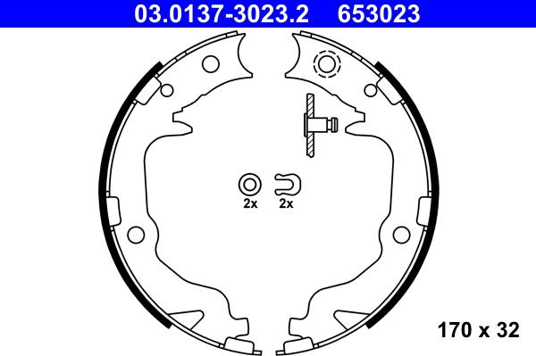 ATE 03.0137-3023.2 - Brake Shoe Set, parking brake parts5.com