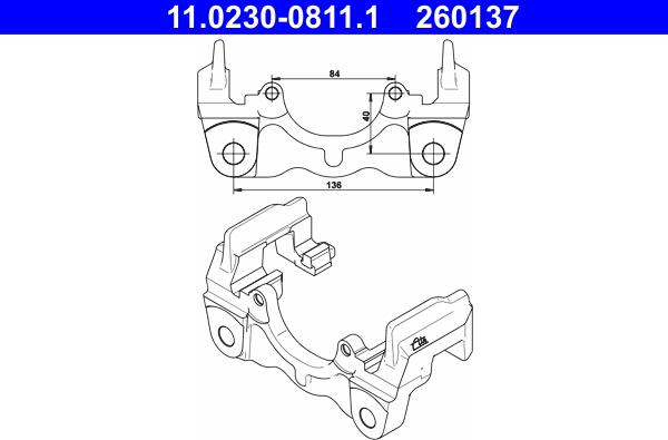 ATE 11.0230-0811.1 - Кронштейн, корпус скобы тормоза parts5.com