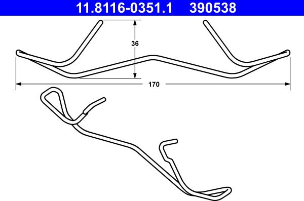 ATE 11.8116-0351.1 - Пружина, тормозной суппорт parts5.com